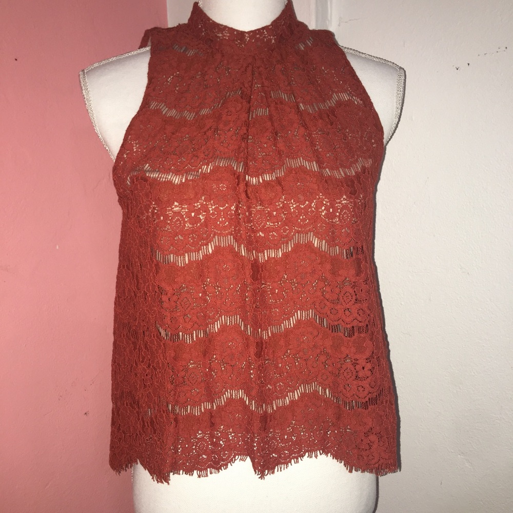 Lace burn orange top✨